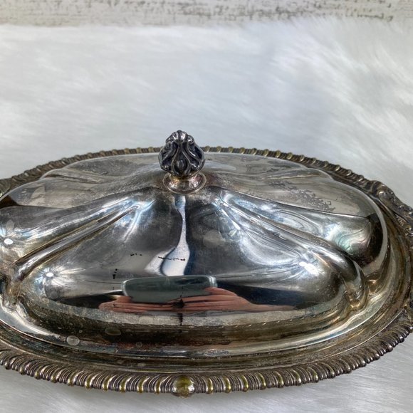Vintage Dining Vintage Sheridan Silver Plate Butter Dish Tray
